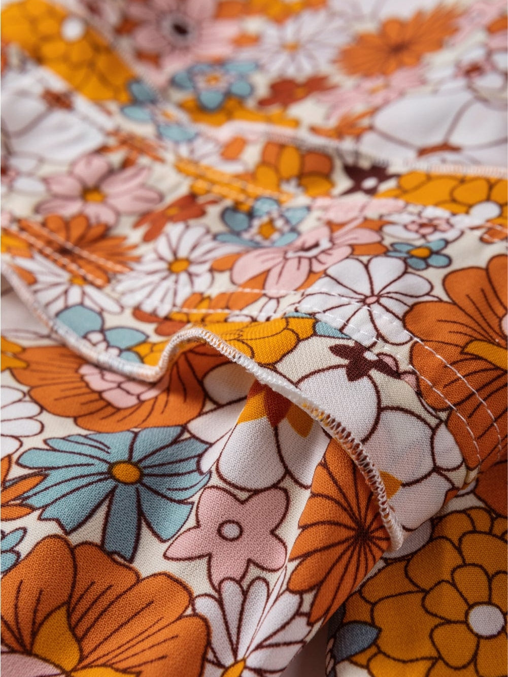 Chic Orange Floral Shift Dress with Pockets