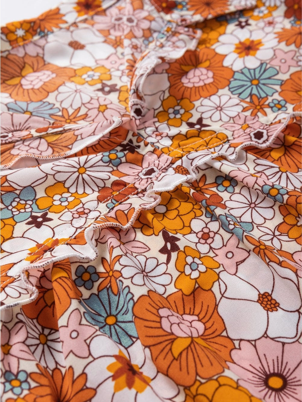 Chic Orange Floral Shift Dress with Pockets