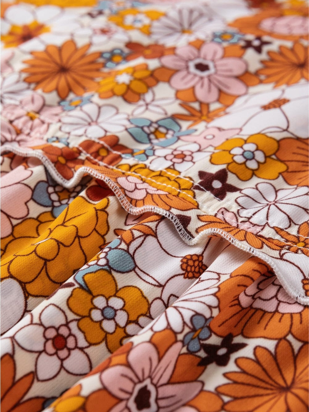 Chic Orange Floral Shift Dress with Pockets