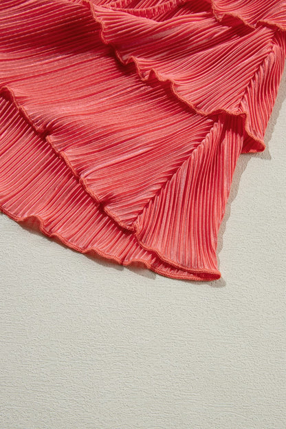 Chic Pale Chestnut Ruffle Cami and Pleated Wide Leg Pants Ensemble