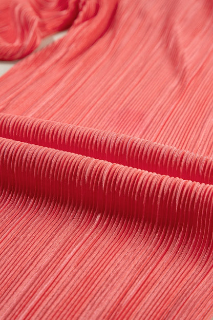 Chic Pale Chestnut Ruffle Cami and Pleated Wide Leg Pants Ensemble