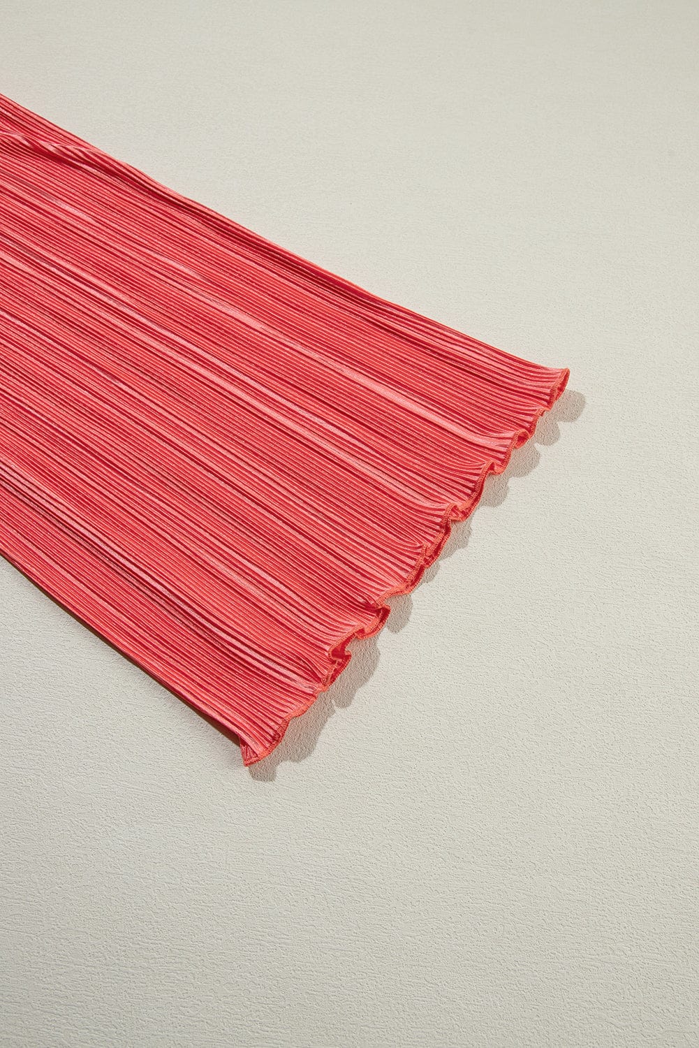 Chic Pale Chestnut Ruffle Cami and Pleated Wide Leg Pants Ensemble