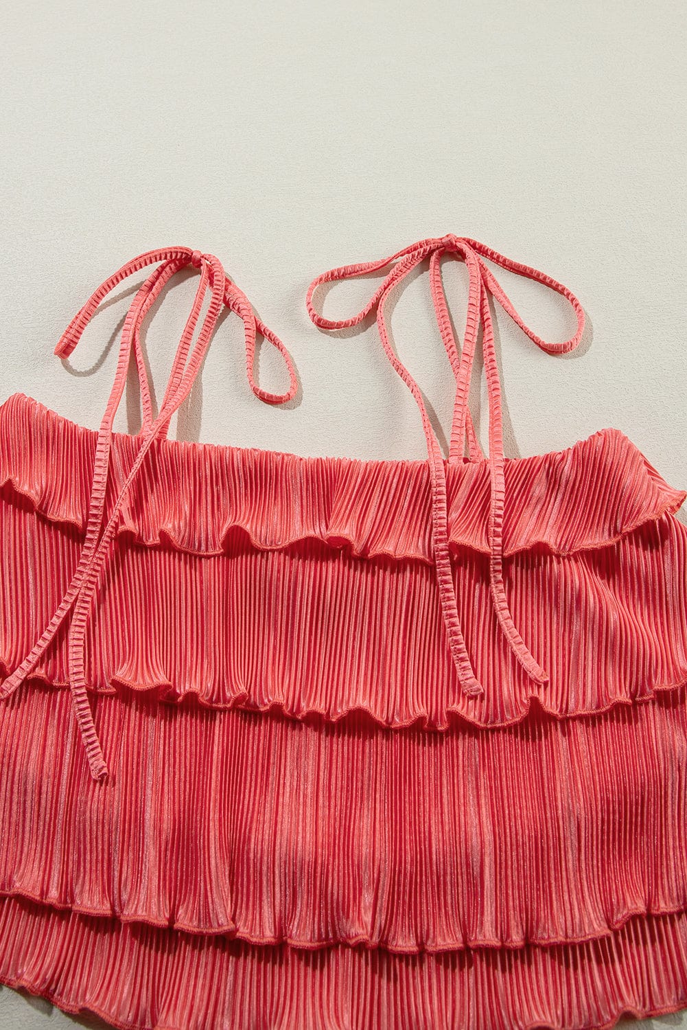 Chic Pale Chestnut Ruffle Cami and Pleated Wide Leg Pants Ensemble