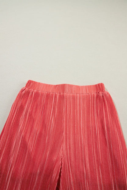 Chic Pale Chestnut Ruffle Cami and Pleated Wide Leg Pants Ensemble
