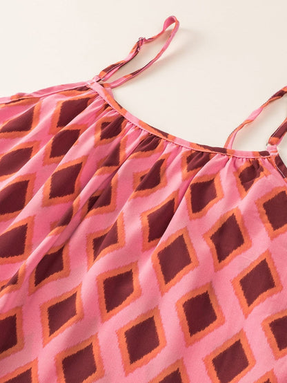 Chic Red Geometric Print Bohemian Maxi Dress