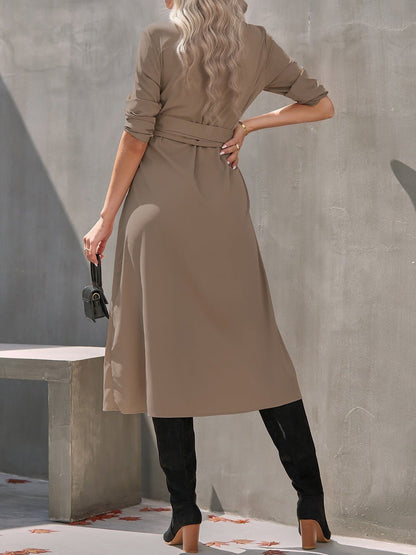Chic Single Button Front Shirt Dress with Long Sleeves