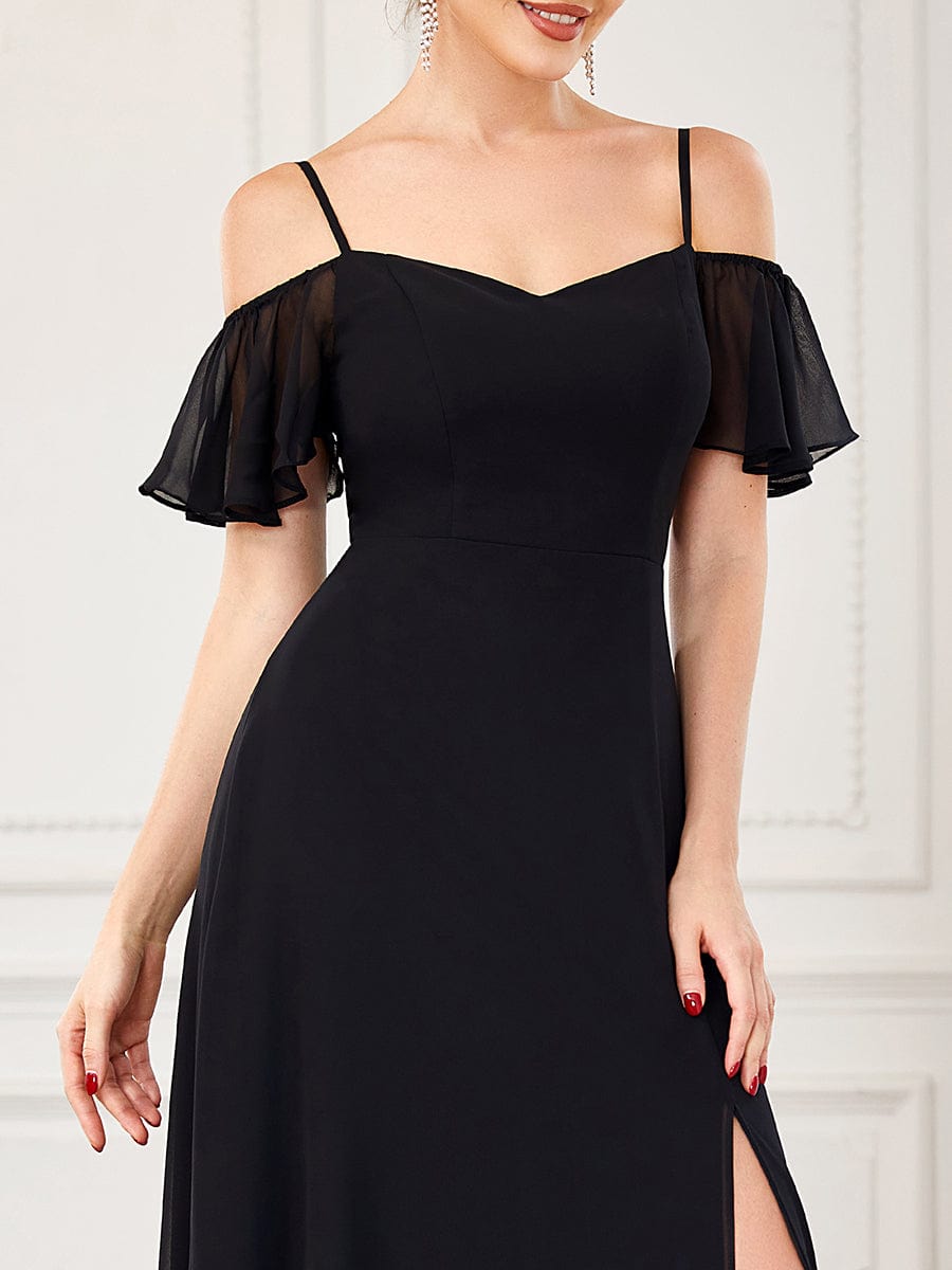 Chic Split Chiffon Dress With Spaghetti Straps