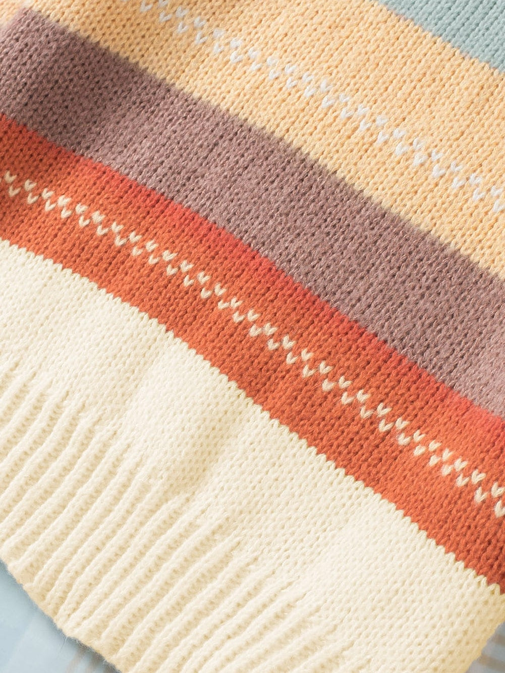 Chic Striped Colorblock Drop-Shoulder Sweater