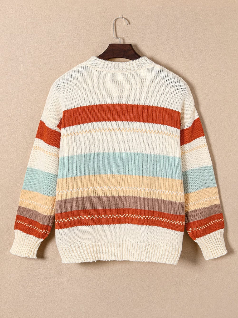 Chic Striped Colorblock Drop-Shoulder Sweater