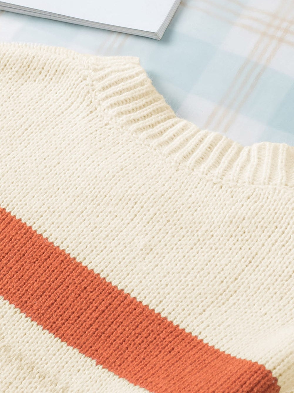 Chic Striped Colorblock Drop-Shoulder Sweater