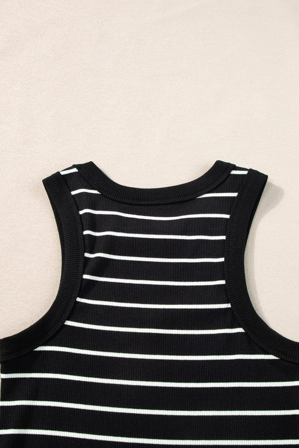 Chic Striped Ribbed Tank Style Mini Dress