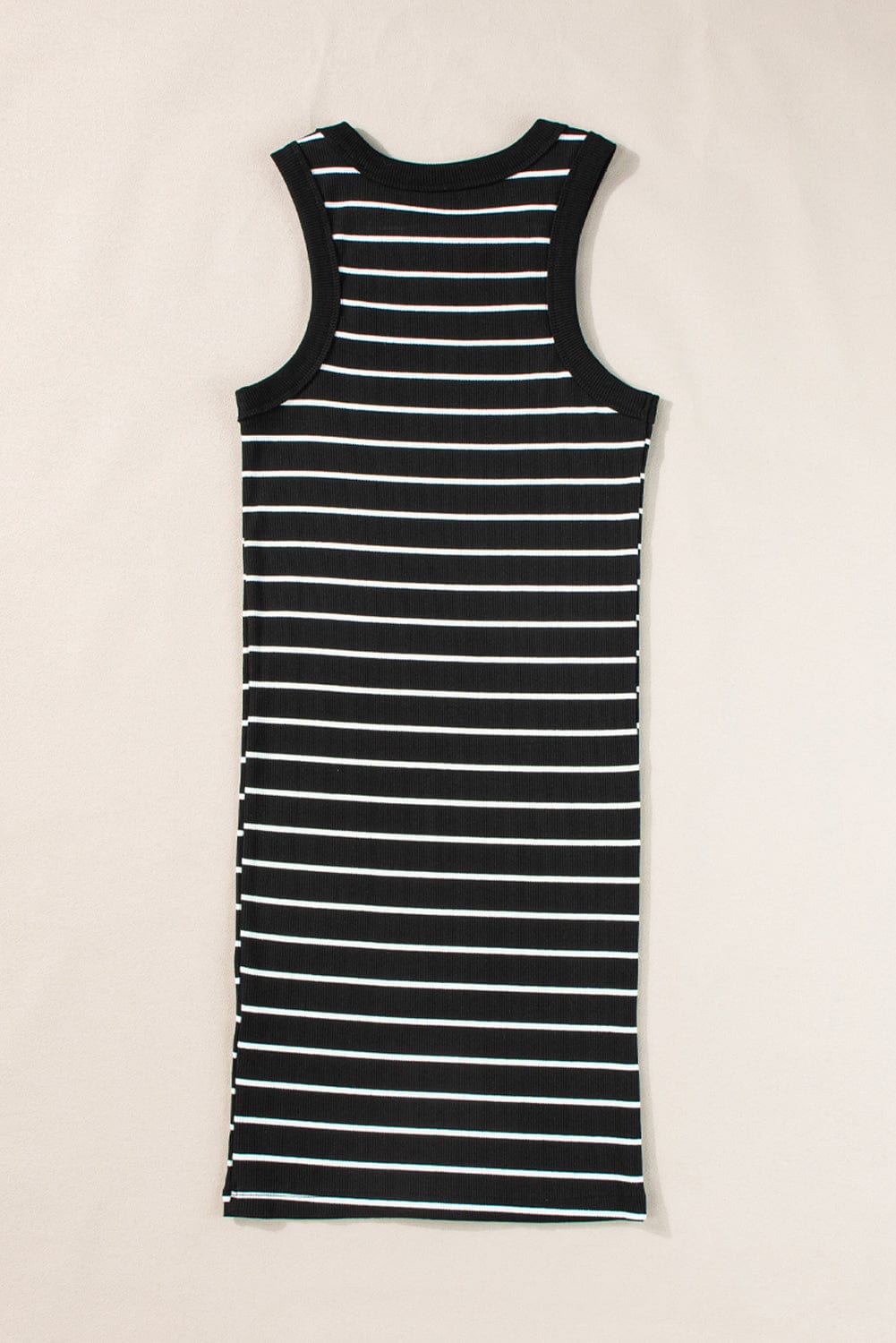 Chic Striped Ribbed Tank Style Mini Dress