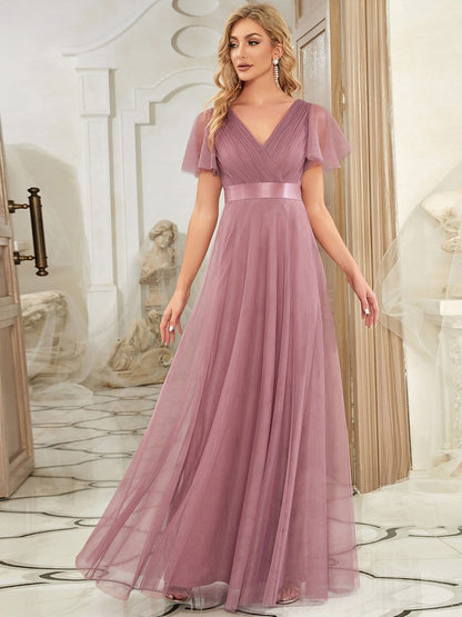 Chic V-Neck A-Line Bridesmaid Gown