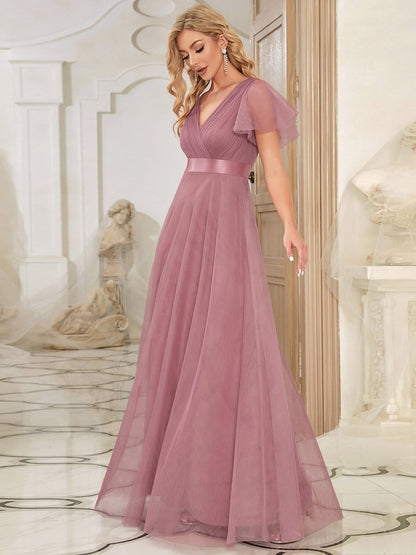 Chic V-Neck A-Line Bridesmaid Gown