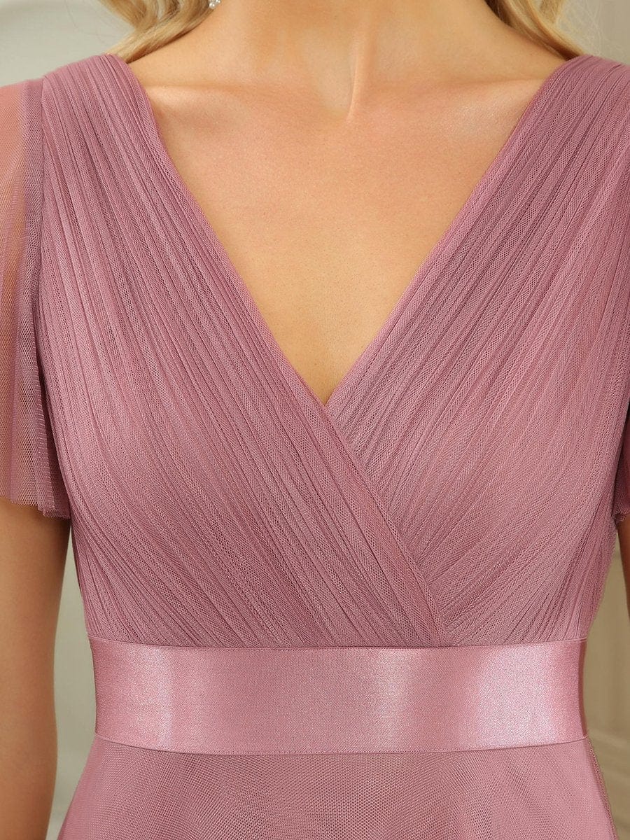Chic V-Neck A-Line Bridesmaid Gown