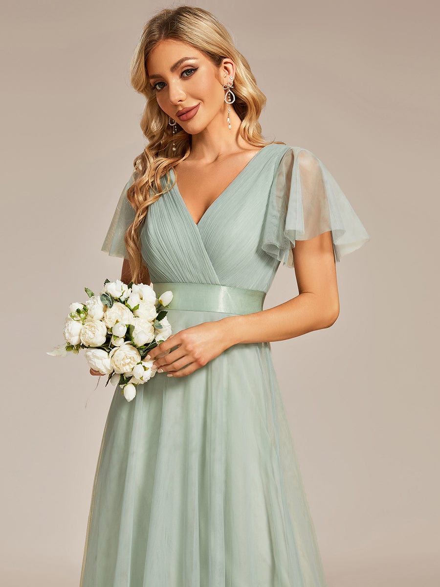 Chic V-Neck A-Line Bridesmaid Gown
