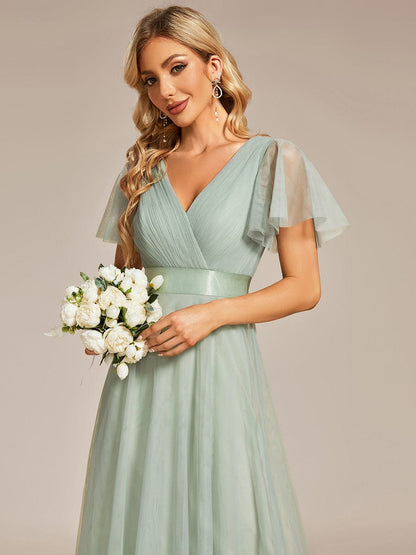 Chic V-Neck A-Line Bridesmaid Gown