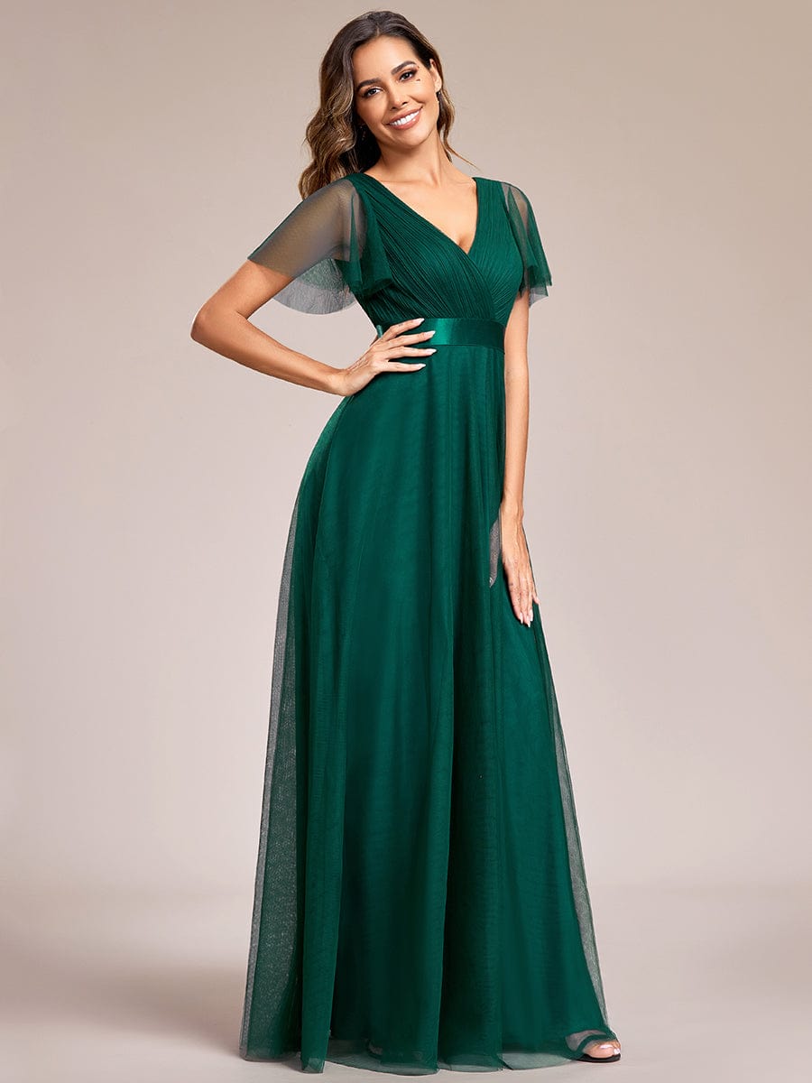 Chic V-Neck A-Line Bridesmaid Gown