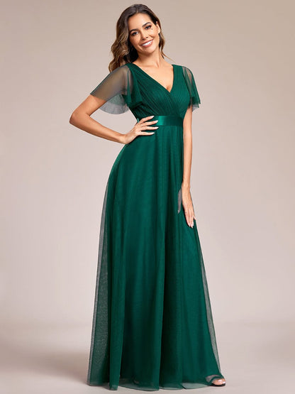 Chic V-Neck A-Line Bridesmaid Gown