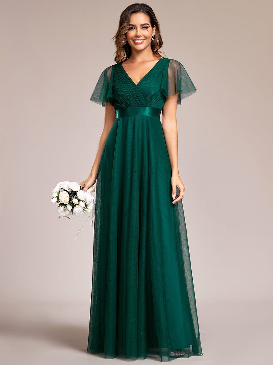 Chic V-Neck A-Line Bridesmaid Gown