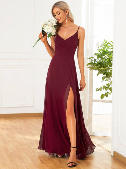 Chic V-Neck A-Line Chiffon Bridesmaid Dress