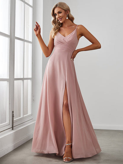 Chic V-Neck A-Line Chiffon Bridesmaid Dress
