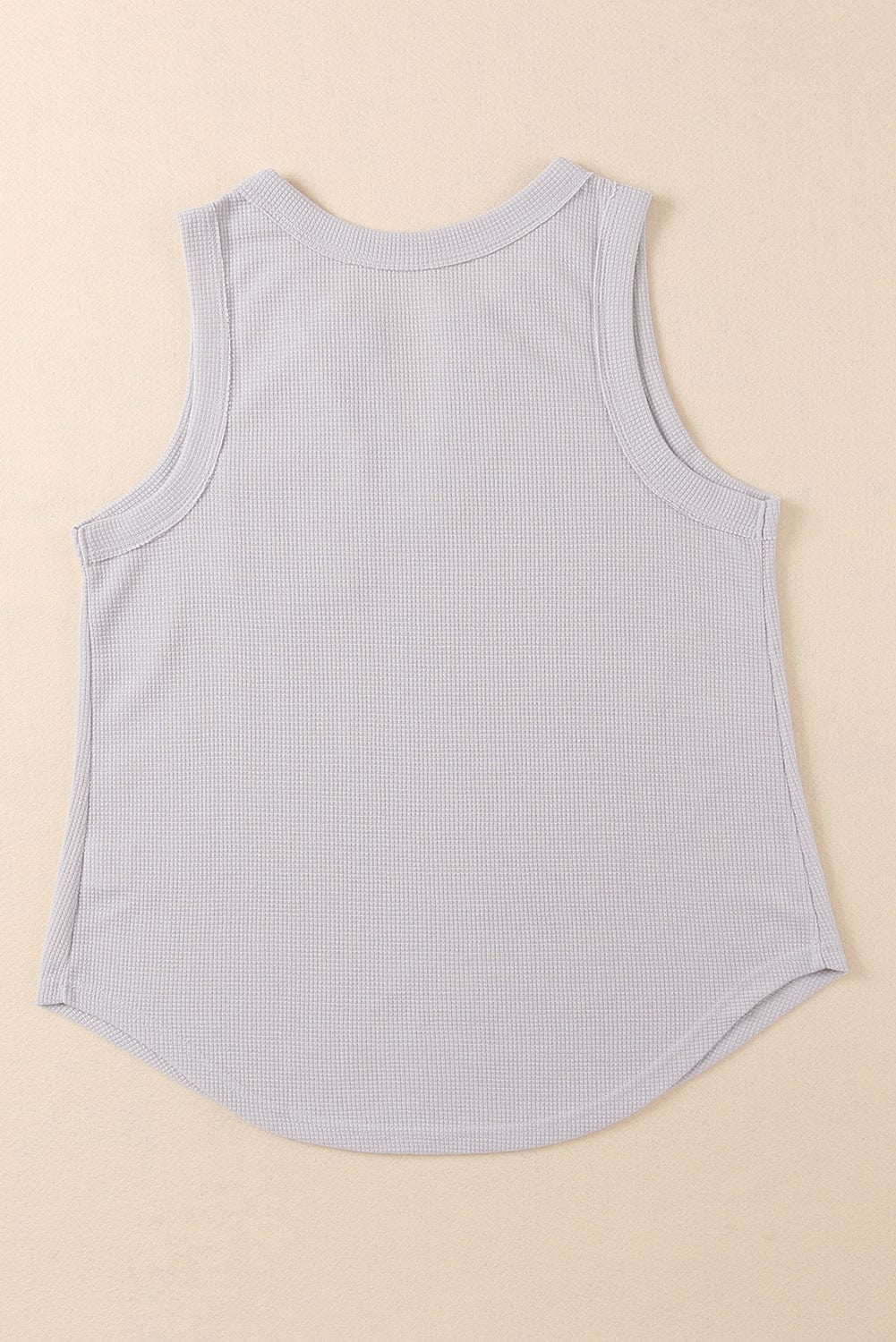 Chic Waffle Knit Eyelet Tank Top with Notched V-Neck