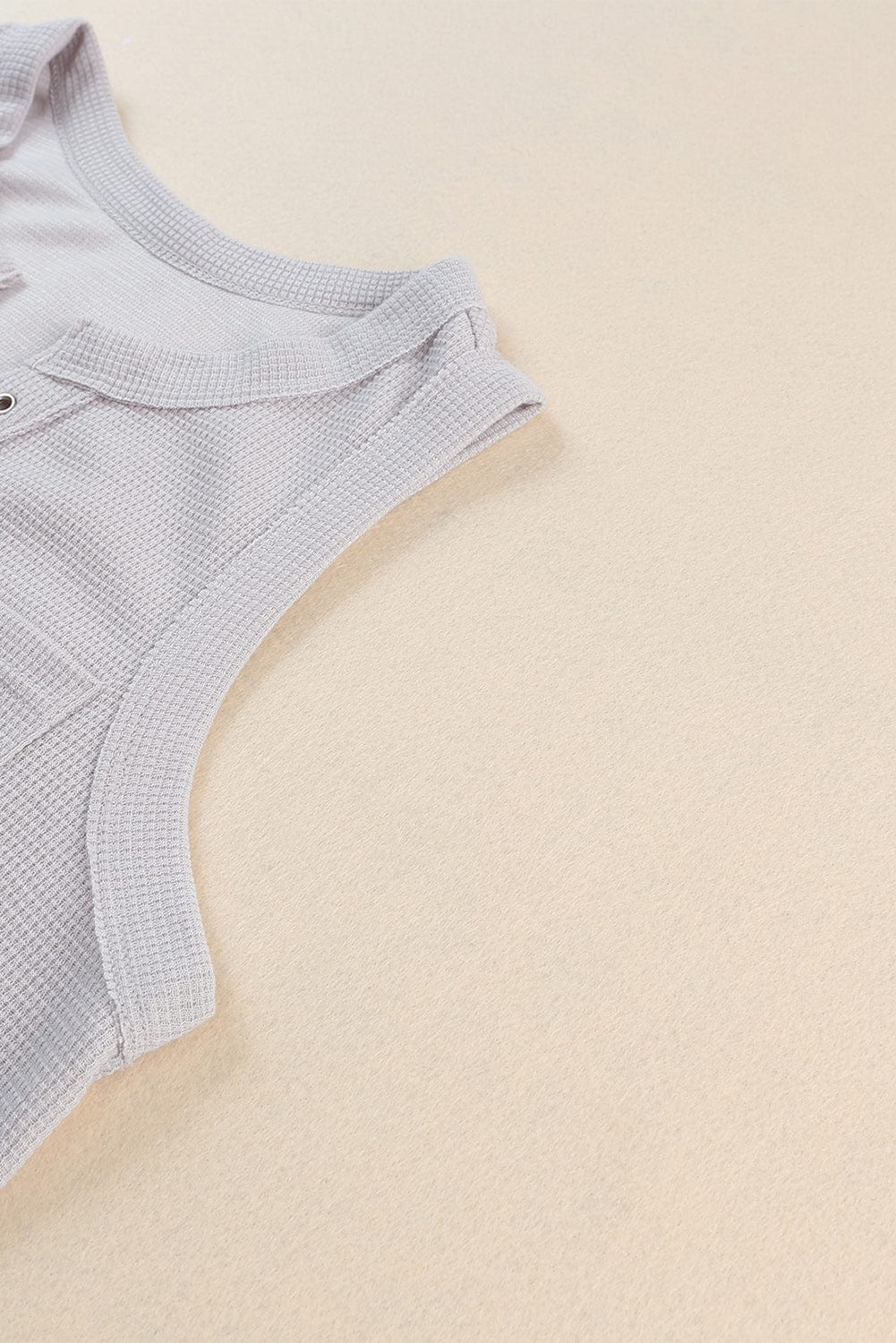 Chic Waffle Knit Eyelet Tank Top with Notched V-Neck