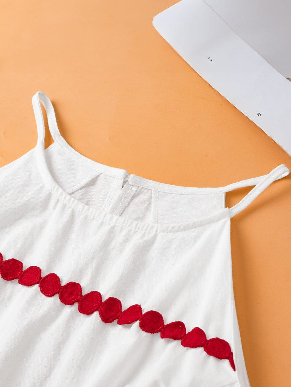 Chic White Peplum Tank Top with Ricrac Detail