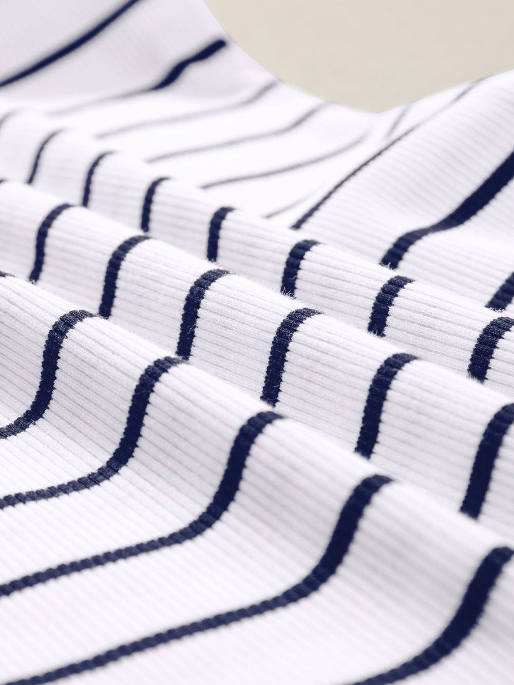 Chic White Ribbed Knit Striped Tank Dress