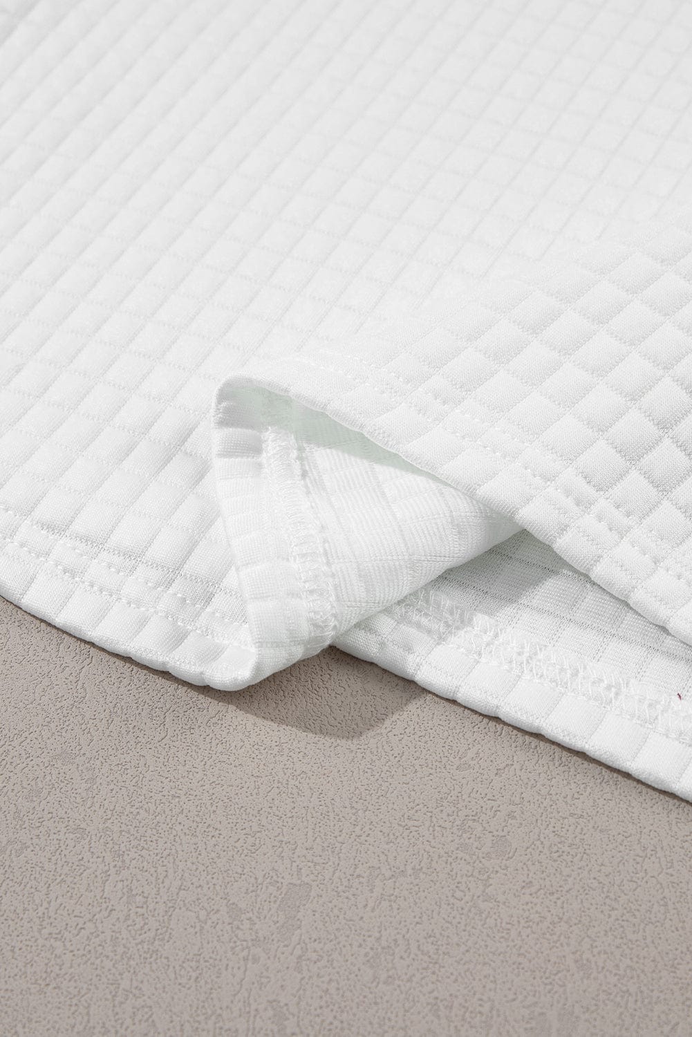 Chic White Textured Lattice Crop Top and Jogger Pants Ensemble