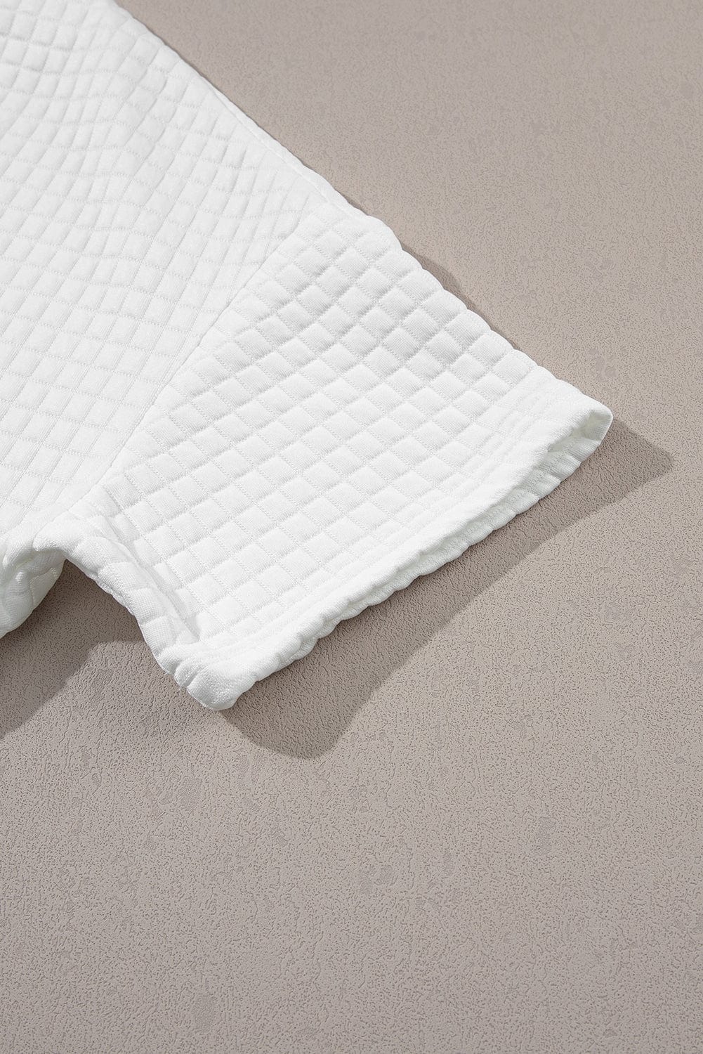 Chic White Textured Lattice Crop Top and Jogger Pants Ensemble