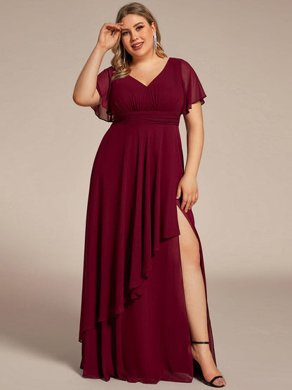 Chiffon Bridesmaid Dresses with Side Split V-Neck Ruching