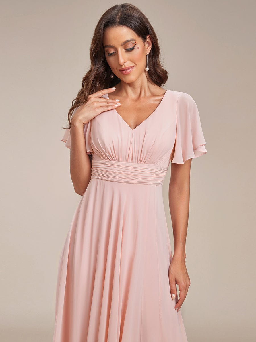 Chiffon Bridesmaid Dresses with Side Split V-Neck Ruching