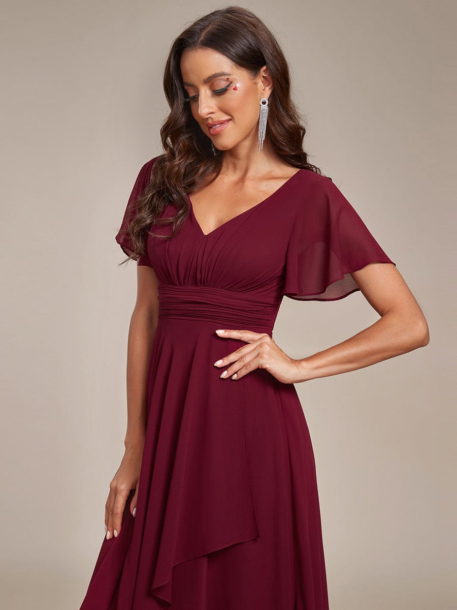 Chiffon Bridesmaid Dresses with Side Split V-Neck Ruching