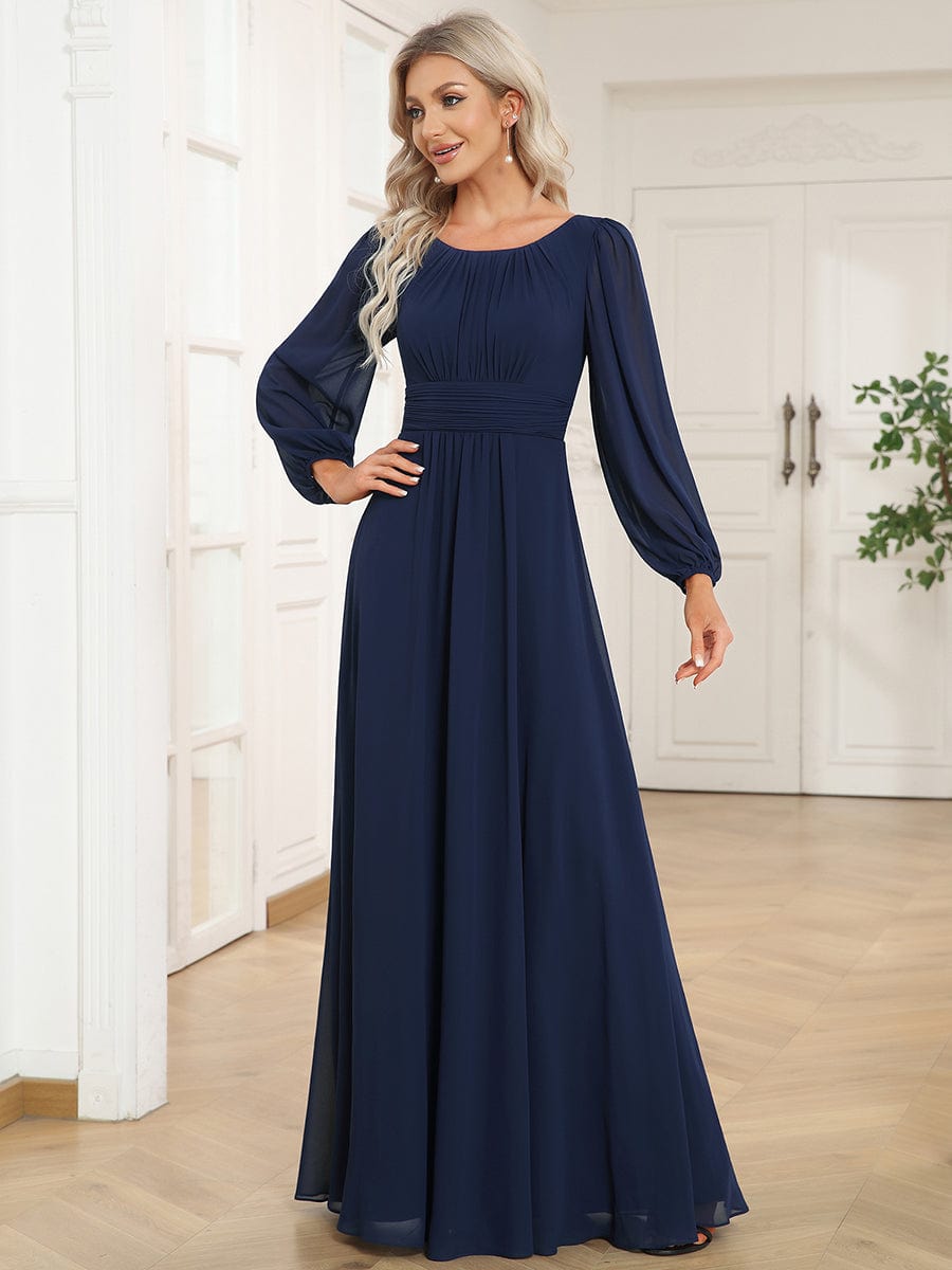 Chiffon High Empire Waist Puff Sleeve Mother Dress