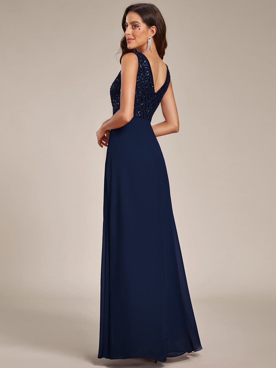 Chiffon & Sequin V-Neck Elegant Evening Gowns
