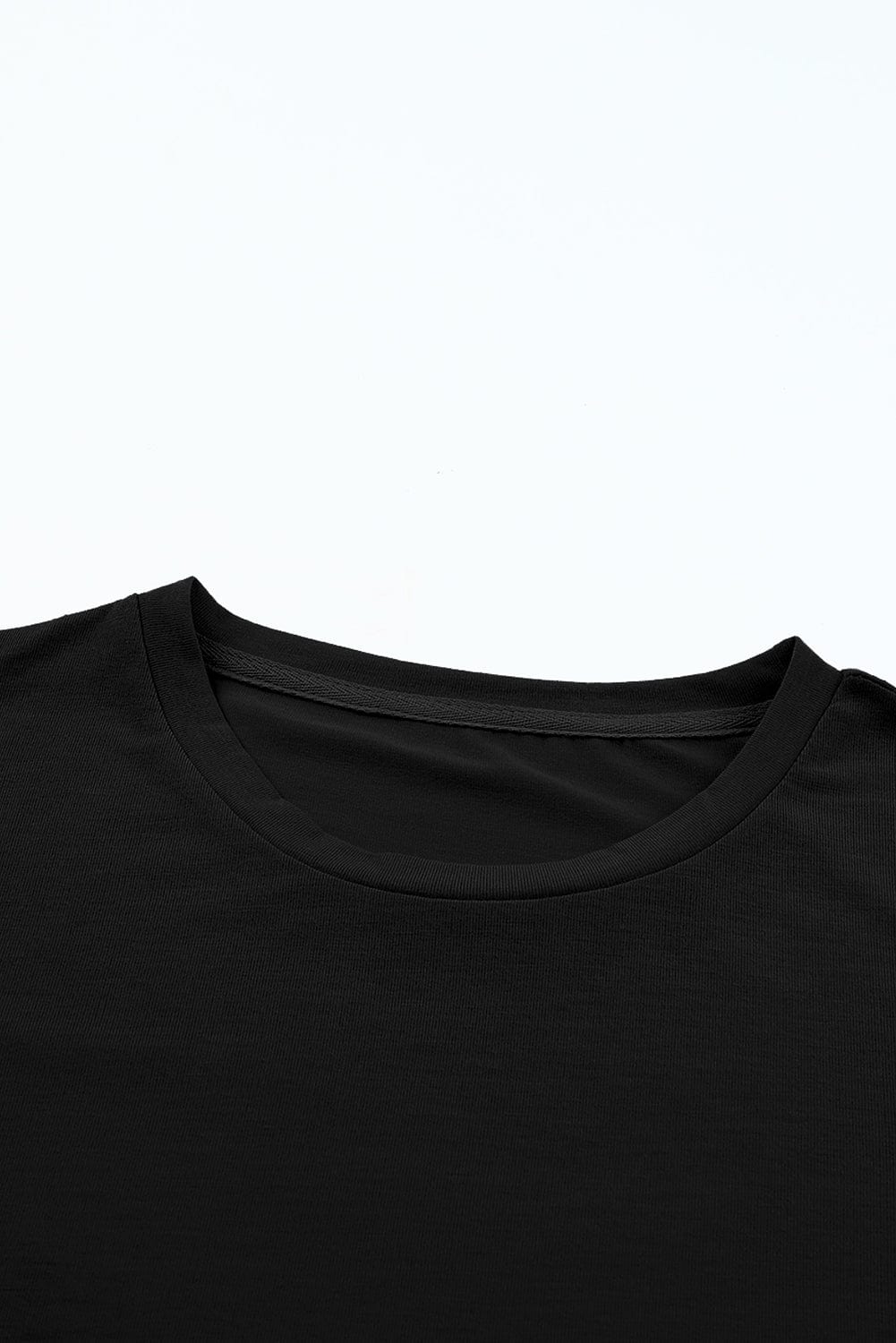Classic Black Round Neck Casual Tee