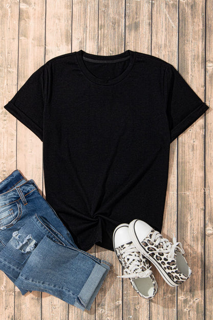 Classic Black Round Neck Casual Tee