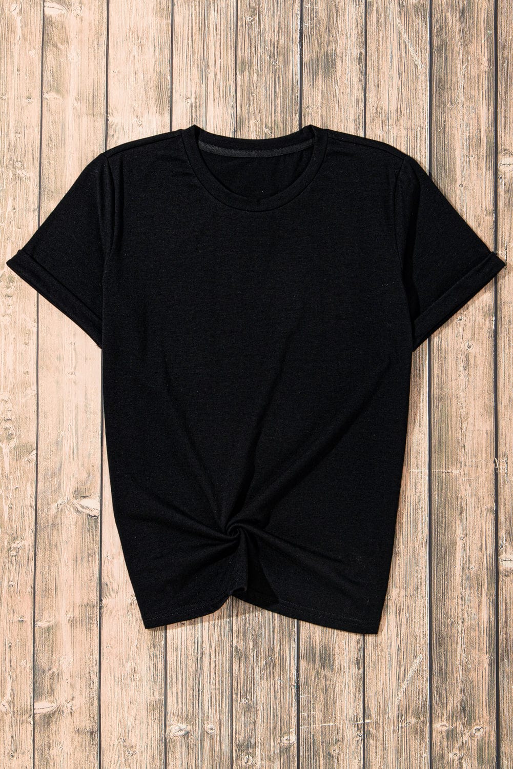 Classic Black Round Neck Casual Tee