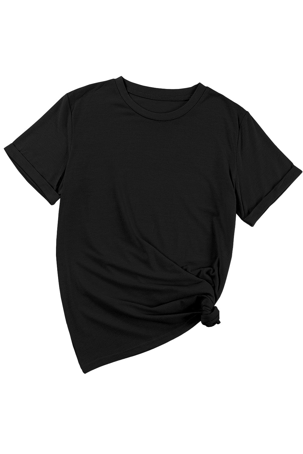 Classic Black Round Neck Casual Tee