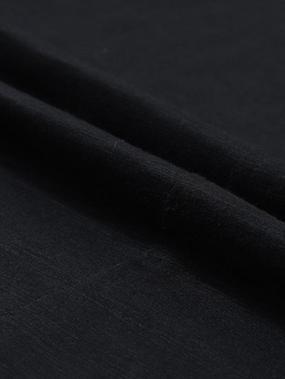 Classic Black V Neck Long Sleeve Tee with Center Seam