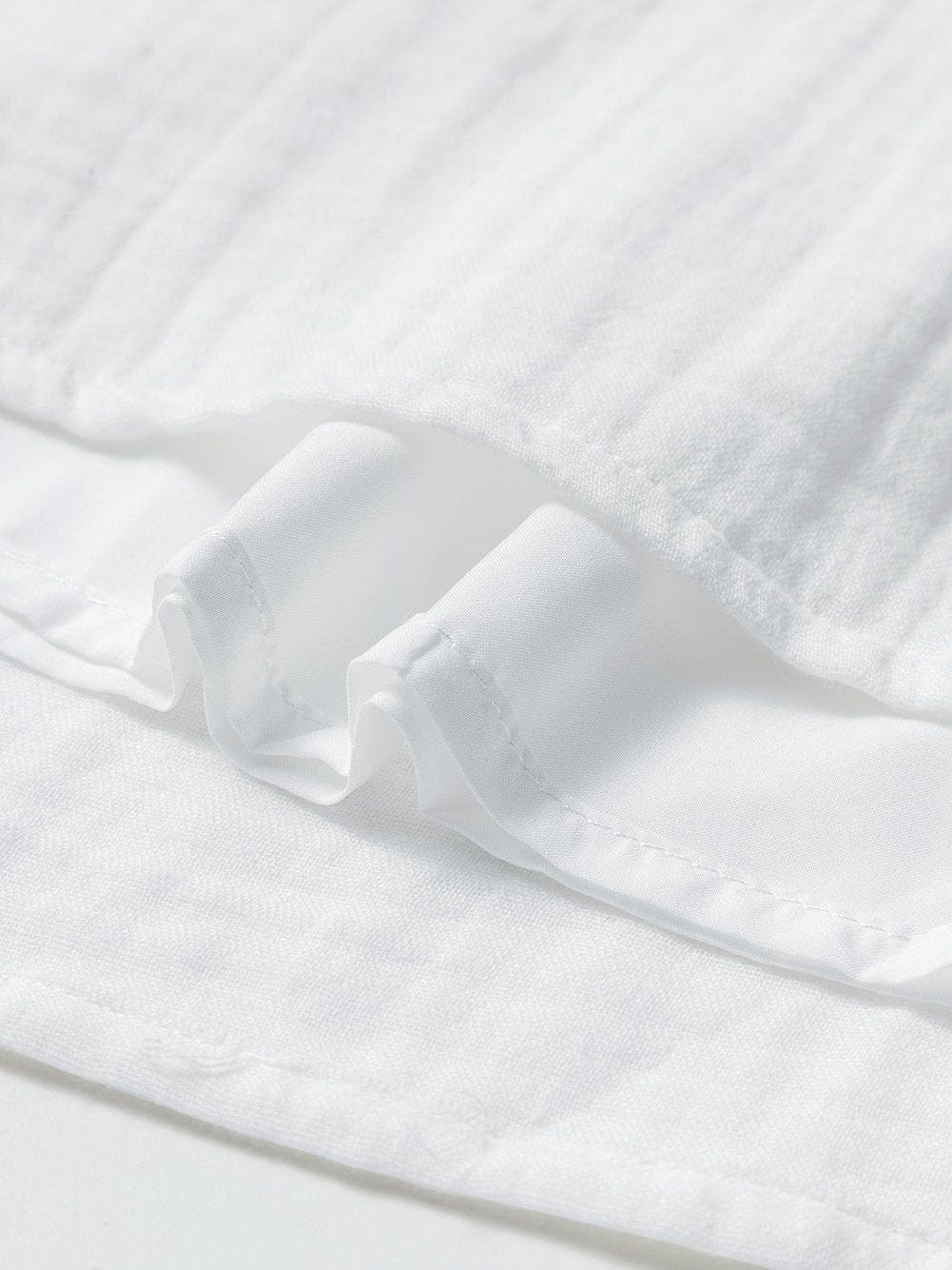 Classic White Cotton Dress with Puff Sleeves and Drawstring Waist