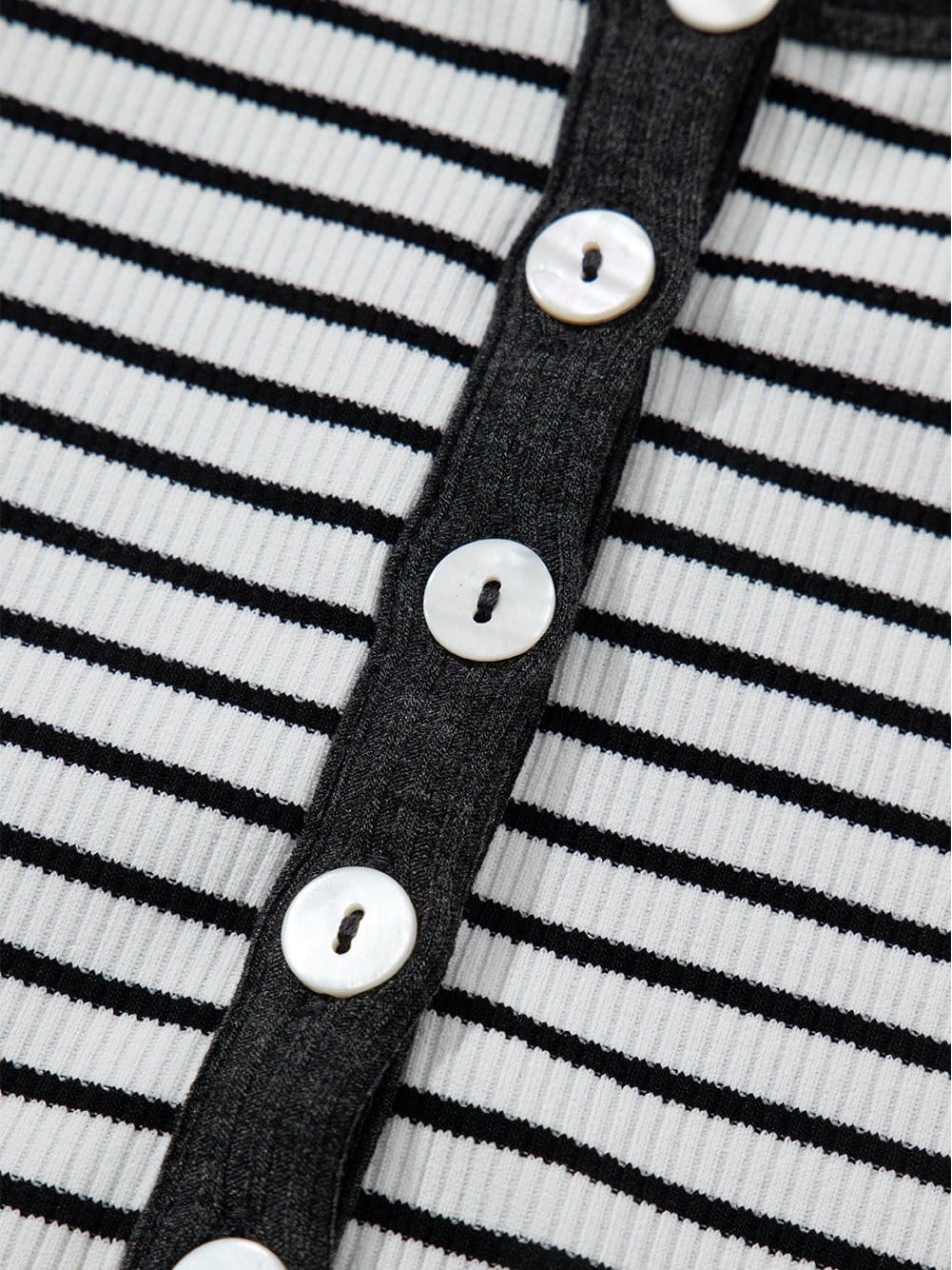 Classic White Striped Ribbed Knit U Neck Tank Top