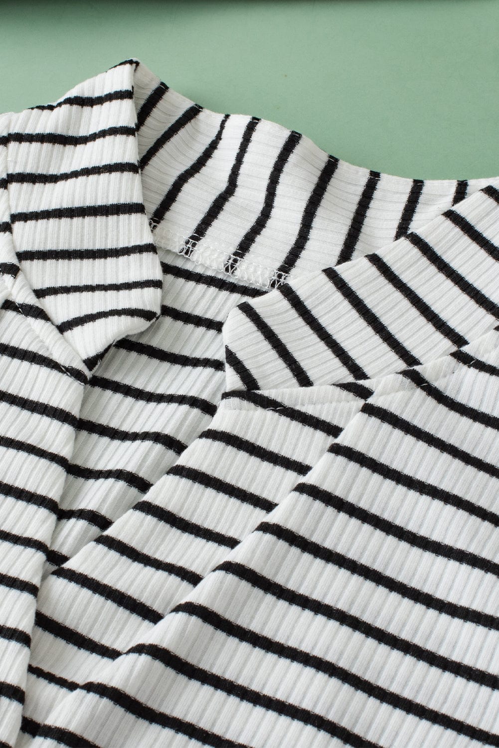 Classic White Striped V Neck Tank Top with Button Detail