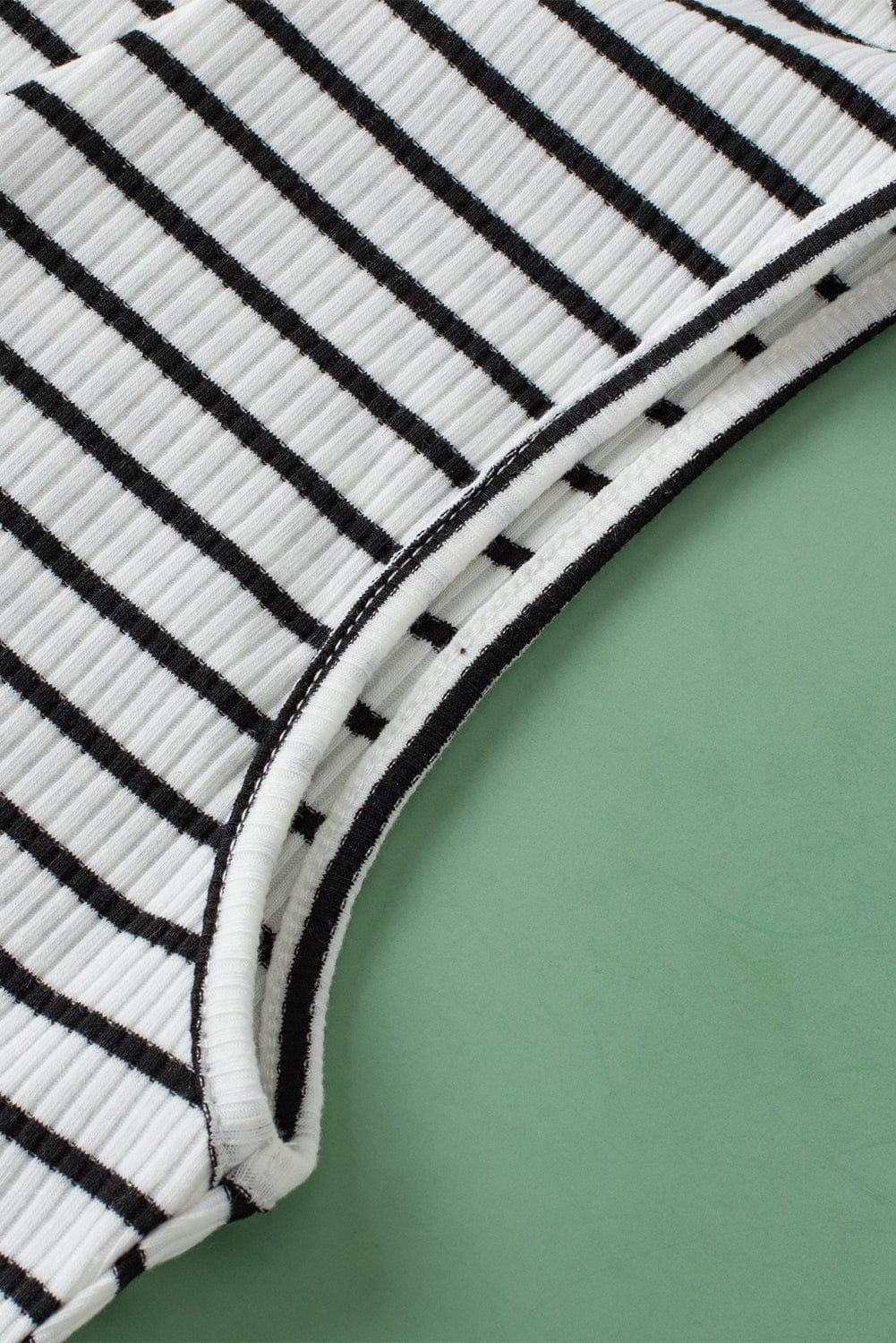 Classic White Striped V Neck Tank Top with Button Detail