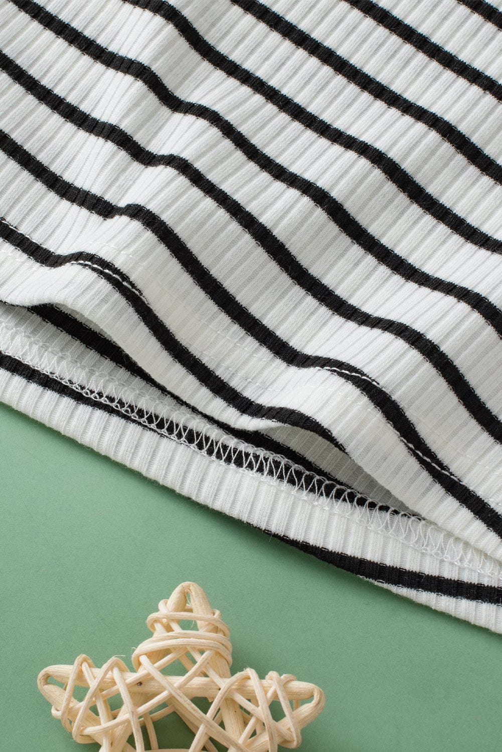 Classic White Striped V Neck Tank Top with Button Detail