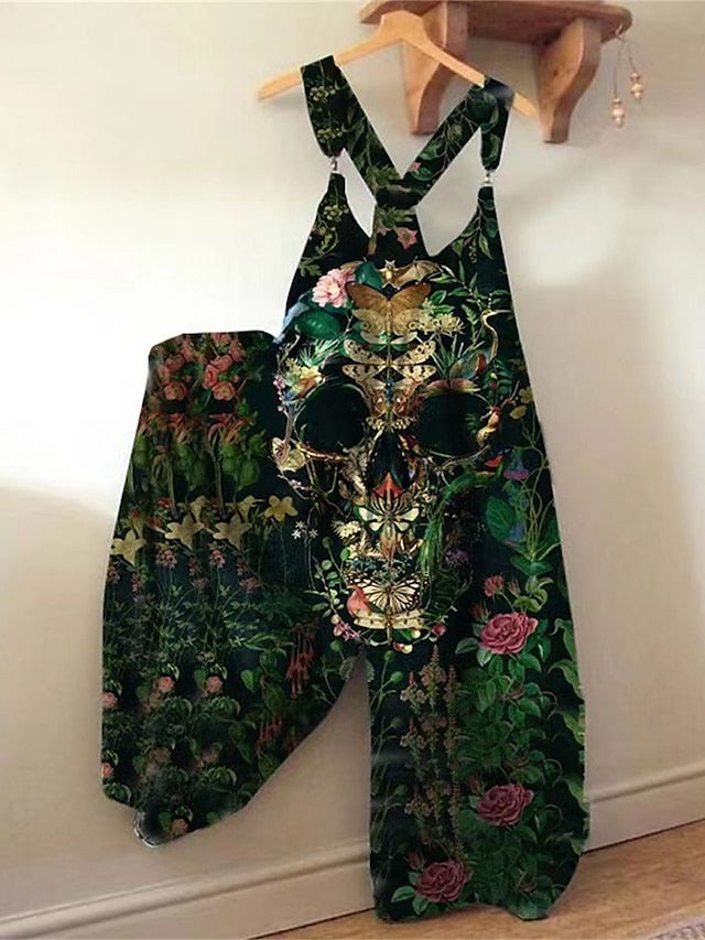 Jumpsuits for Women Summer Overall Print Animal Square Neck Streetwear Daily Vacation Loose Fit Sleeveless Black White Yellow S M L - LuckyFash™