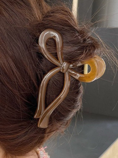 Coffee Long Tail Bow Knot Shape Claw Clip