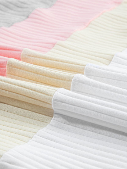 Color Block Patchwork Ribbed White T-shirt